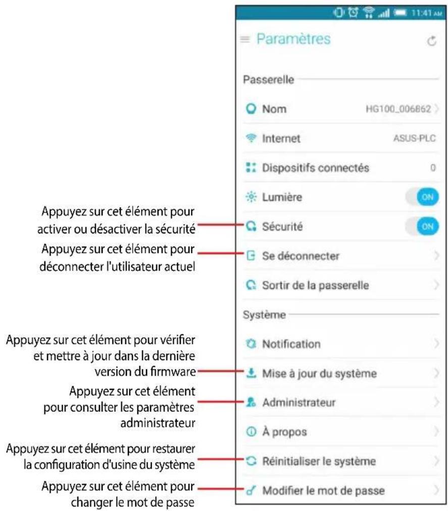 ASUS SmartHome Gateway HG100 - Paramètres - 1