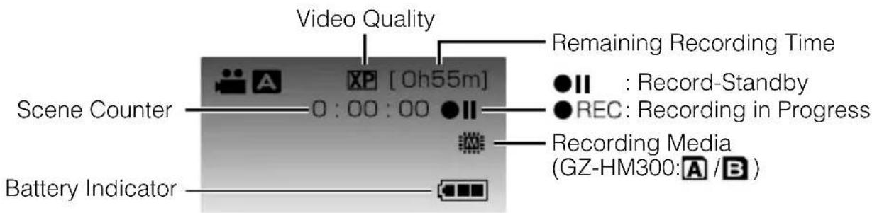 JVC GZHM320 - ■ Indications during video recording - 1