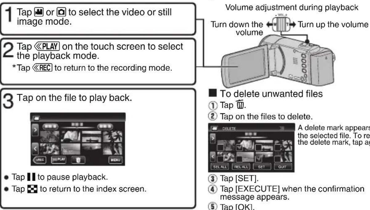 JVC GZEX300 - Playing Back/Deleting Files on this Unit - 1