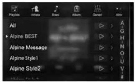 ALPINE X702DF - Ricerca di un file musicale (modalità Ricerca completa) - 1
