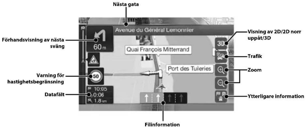 Nästa gata Avenue du Général Lemonnier Förhandsvisning av nästa sväng 60 m Quai François Mitterrand Port des Tuileries Varning för hastighetsbegränsning Datafält 10:05 0:06 1.8 km 3D Visning av 2D/2D norr uppåt/3D Trafik Zoom Ytterligare information Filinformation