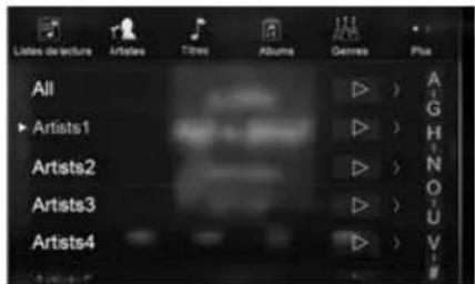 ALPINE X702DF - Appuyez sur le nom de l'artiste de votre choix. - 1