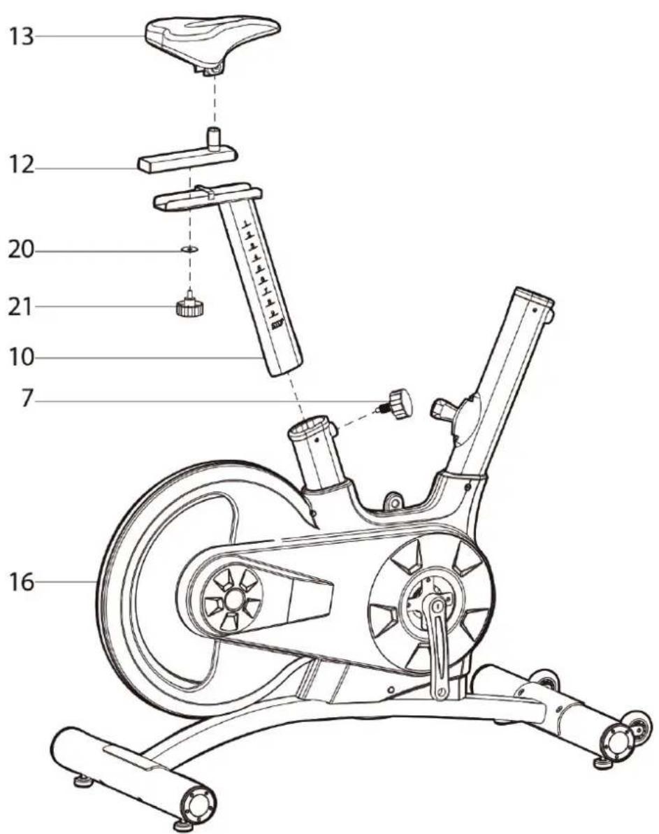 Darwin EVO 40 - Étape 2 : montage de la barre de selle, du support de selle et de la selle - 1