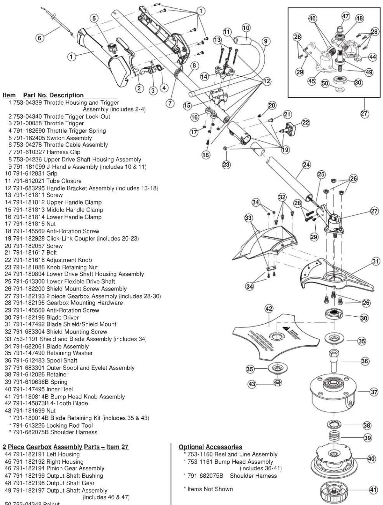 Yard-Man YM90 - PARTS LIST - 1