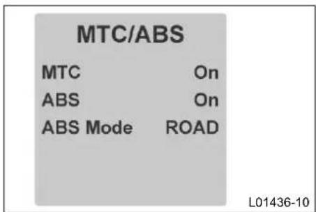 MTC/ABS MTC On ABS On ABS Mode ROAD L01436-10