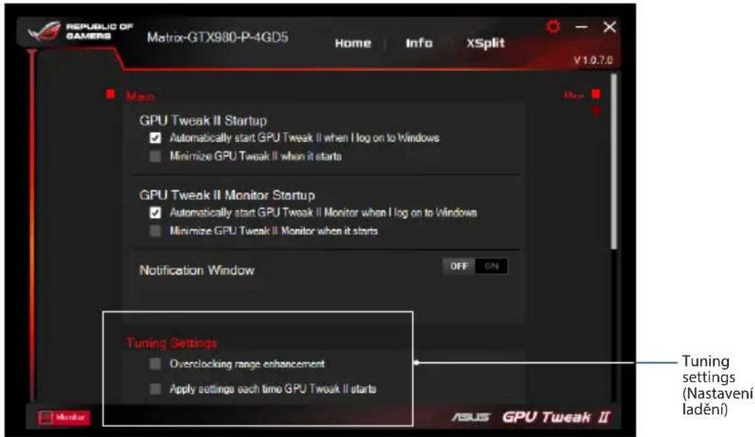 ASUS GTX1060O6GSI - Tuning Settings (Nastavení ladění) - 1