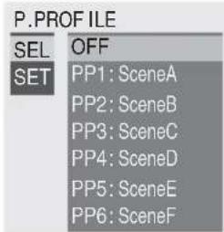 SONY PMWF3K - Selectionner un profil d'image à l'aide du menu P.PROFILE - 1