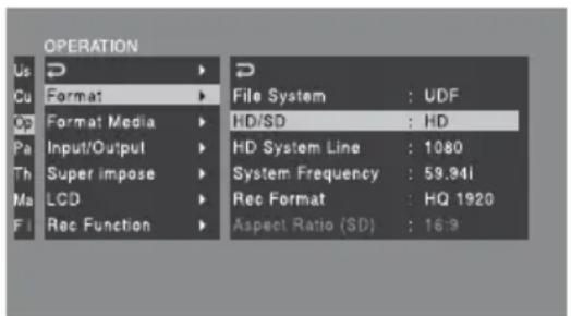 SONY PMW500 - Modification du format video - 1