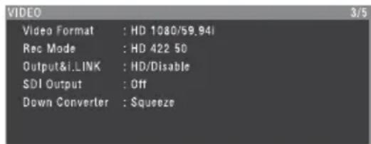 SONY PMW500 - Ecran d'etat VIDEO - 1