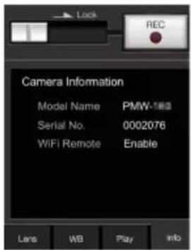 SONY PMW100 - Les affichages de la télécommande Wi-Fi Pour un smartphone - 4