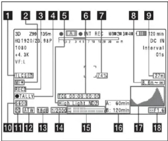 SONY PMWTD300 - Indication de réglages de mode d'enregistrement spécial - 1