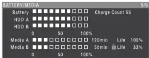 SONY PMWTD300 - Ecran d'etat BATTERY/MEDIA - 1