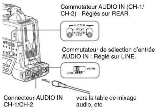 SONY PDWF335K - Raccordement de l'entrée de ligne d'un équipement audio - 1