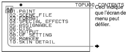 SONY PDWF335K - Utilisation du menu USER (Exemple d'opération de menu) - 1