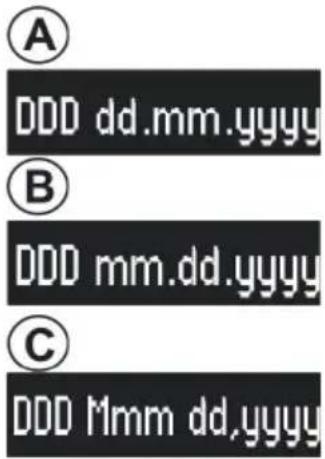 A DDD dd.mm.yyyy B DDD mm.dd.yyyy C DDD Mmm dd,yyyy