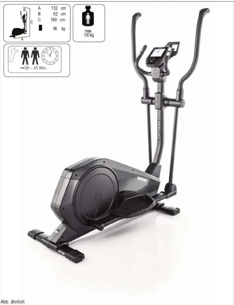 A 132 cm B 62 cm C 169 cm 56 kg max. 130 kg ~30 - 45 Min. KETLER OPTIMA 2000 Abb. ähnlich