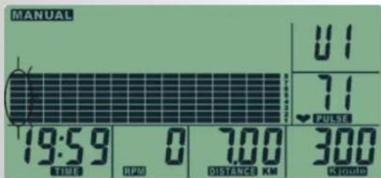 MANUAL 01 71 PULSE 19:59 0 7.00 300 TIME RPM DISTANCE KM K Tong