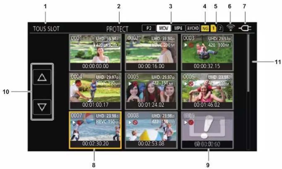 PANASONIC AGCX10 - Écran des vignettes - 1
