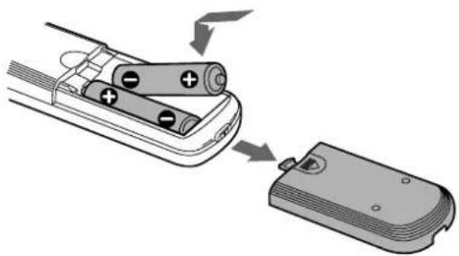 SONY MXDD5C - Mise en place des piles dans la télécommande - 1