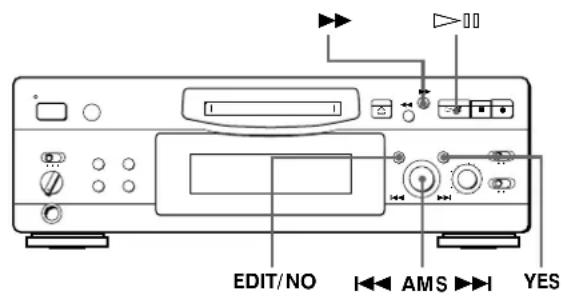 SONY MDSS707 - Effacement d'une partie d'une plage (fonction A-B ERASE) - 2
