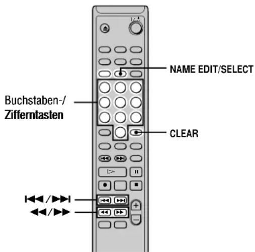 NAME EDIT/SELECT Buchstaben-/Zifferntasten CLEAR