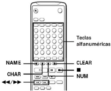 Teclas alfanuméricas NAME CHAR CLEAR ■ NUM