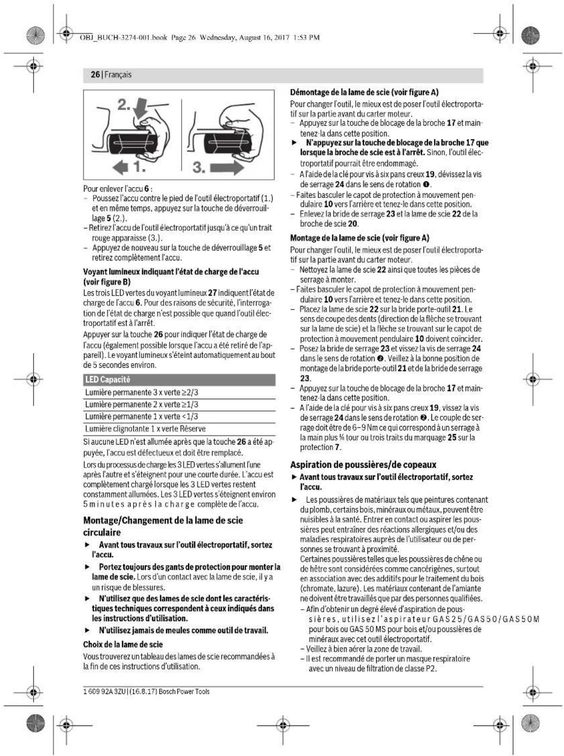 BOSCH GKS 36 VLI Professional - Retirer l'accu - 2