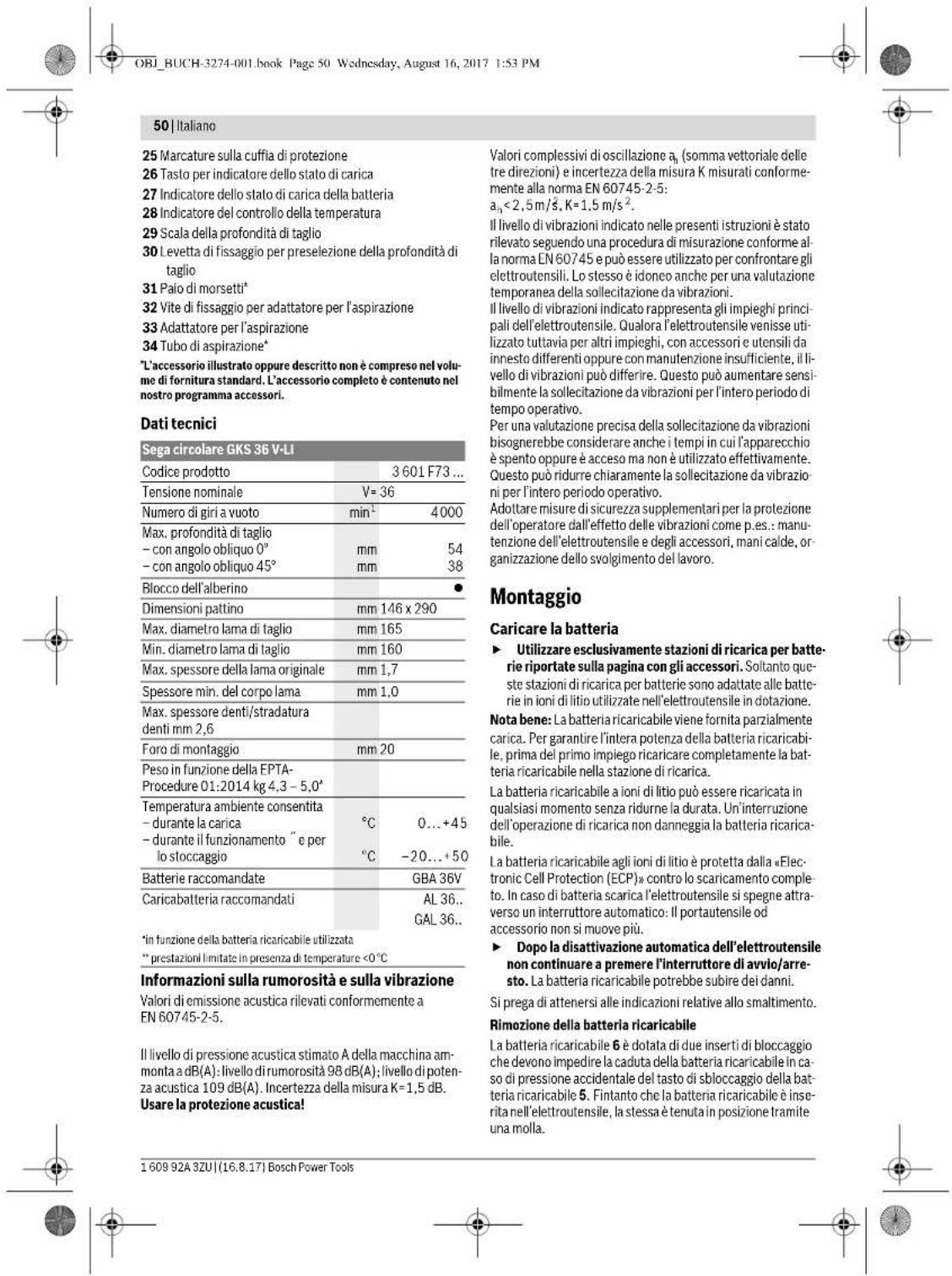 BOSCH GKS 36 VLI Professional - Componenti illustrati - 1