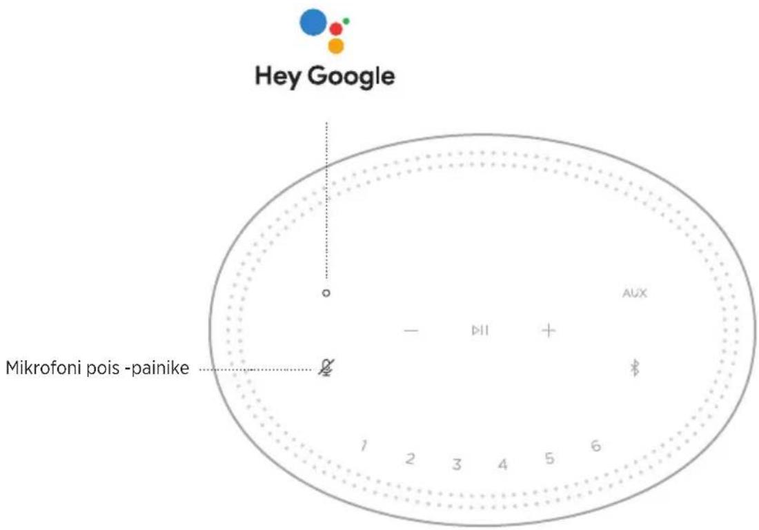 Hey Google Mikrofoni pois -painike AUX - DII + # 1 2 3 4 5 6