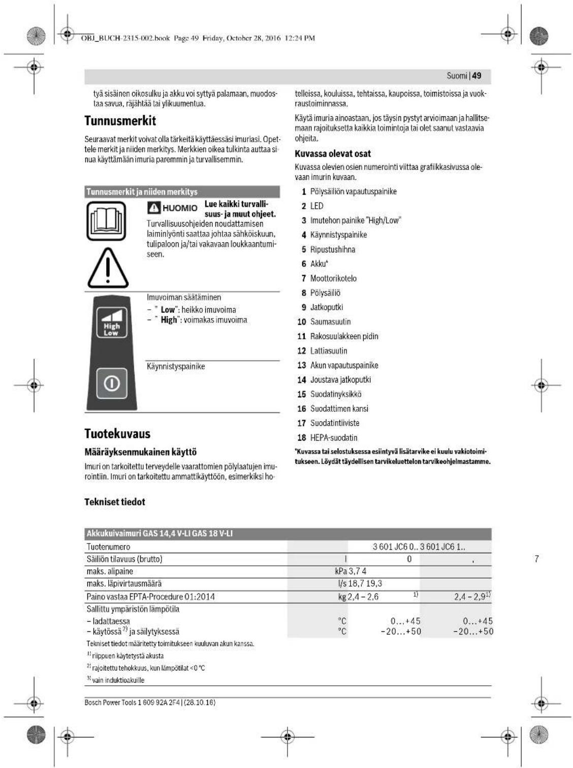 BOSCH GAS 18 VLI Professional - Kun for EU-land: - 10