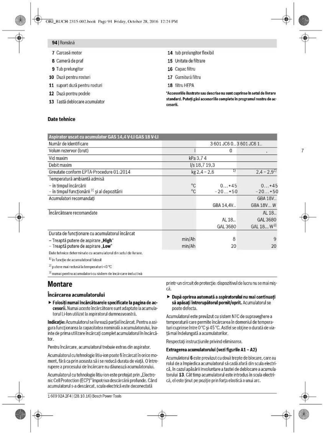 BOSCH GAS 18 VLI Professional - Elemente componente - 6