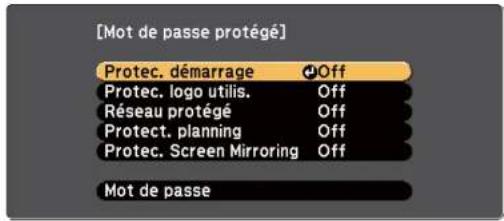 EPSON EBW49 - Sélectionner les types de protection par mot de passe - 1