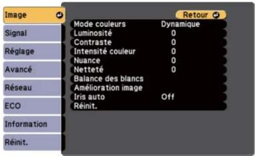EPSON EBW49 - Paramètres de qualité d'image - Menu Image - 1