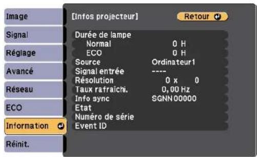 EPSON EBW49 - Menu Information - Menu Infos projecteur - 1