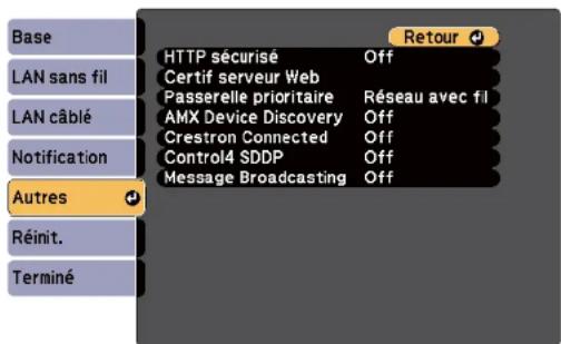 EPSON EBW49 - Menu Réseau - Menu Autres - 1