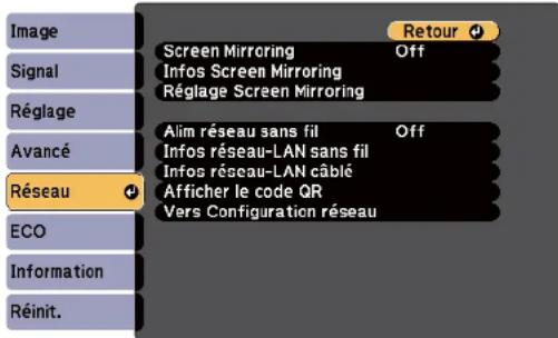 EPSON EBW49 - Sélectionner les paramètres de Screen Mirroring - 2