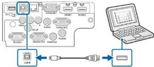 EPSON EBW49 - Connexion à un ordinateur pour la vidéo et l'audio USB - 2
