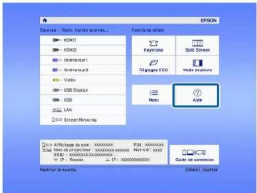 EPSON EBW49 - Utiliser les écrans d'aide du projecteur - 2