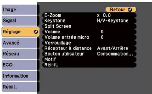 EPSON EBW49 - Verrouiller les boutons du projecteur - 1