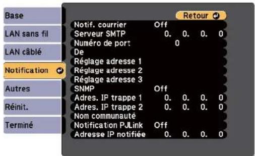 EPSON EBW49 - Configurer les alertes e-mail réseau du projecteur - 1