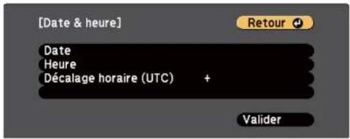 EPSON EBW49 - Régler la date et l'heure - 2