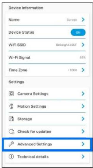 SWANN SWIFISPOTCAM - MÉTHODE A - VIA LE BOUTON DE RÉINITIALISATION D'USINE APP (SI L'ÊTAT DE LA CAMÉRA EST EN LIGNE) - 3