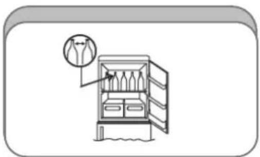 Illustration of a refrigerator with an open door and a hanging bag, no text or symbols present