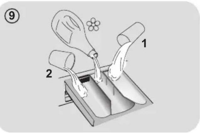 Diagram illustrating a medical procedure with labeled parts, showing tool placement and fluid flow