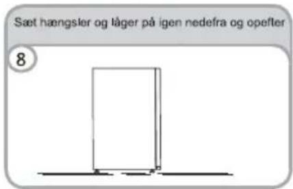 Sæt hængsler og låger på igen nedefra og opefter 8