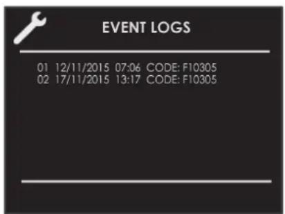 CANDY MEF340VTX - Event Log - 1
