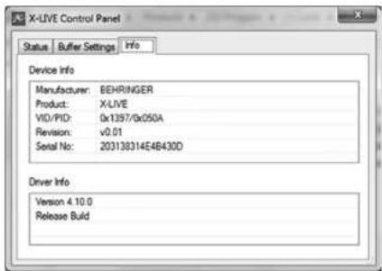 BEHRINGER XLIVE - Paneles de control del driver - 1
