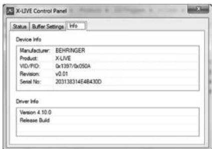 BEHRINGER XLIVE - Driver Control Panels - 1