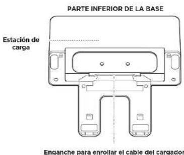 PARTE INFERIOR DE LA BASE Estación de carga Enganche para enrollar el cable del cargador