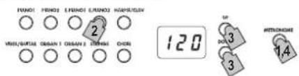 KORG LP380U - Specifying the tempo (Metronome settings mode) - 1